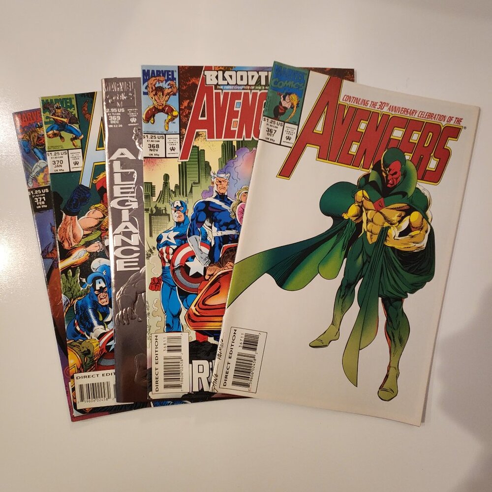 Lot of 5 Avengers Comic Books 367 368 369 370 371 Marvel Comics 1993 1994 Run
